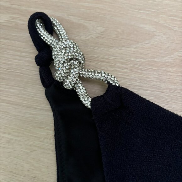 JONATHAN SIMKHAI Darien Diamante Strap Crystal Knot Tie Bikini Bottom - Picture 3 of 4